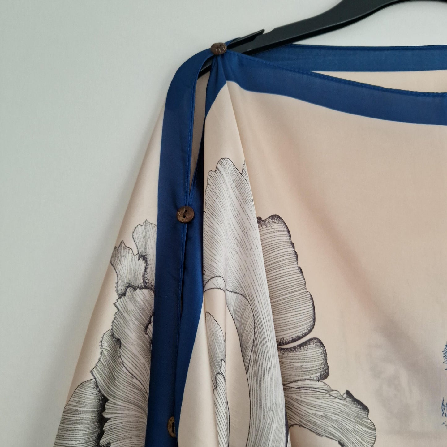 Champagne and French Blue, Navy blue border, Kaftan and dress, day to evening wear to, Beach Cover Up, free size