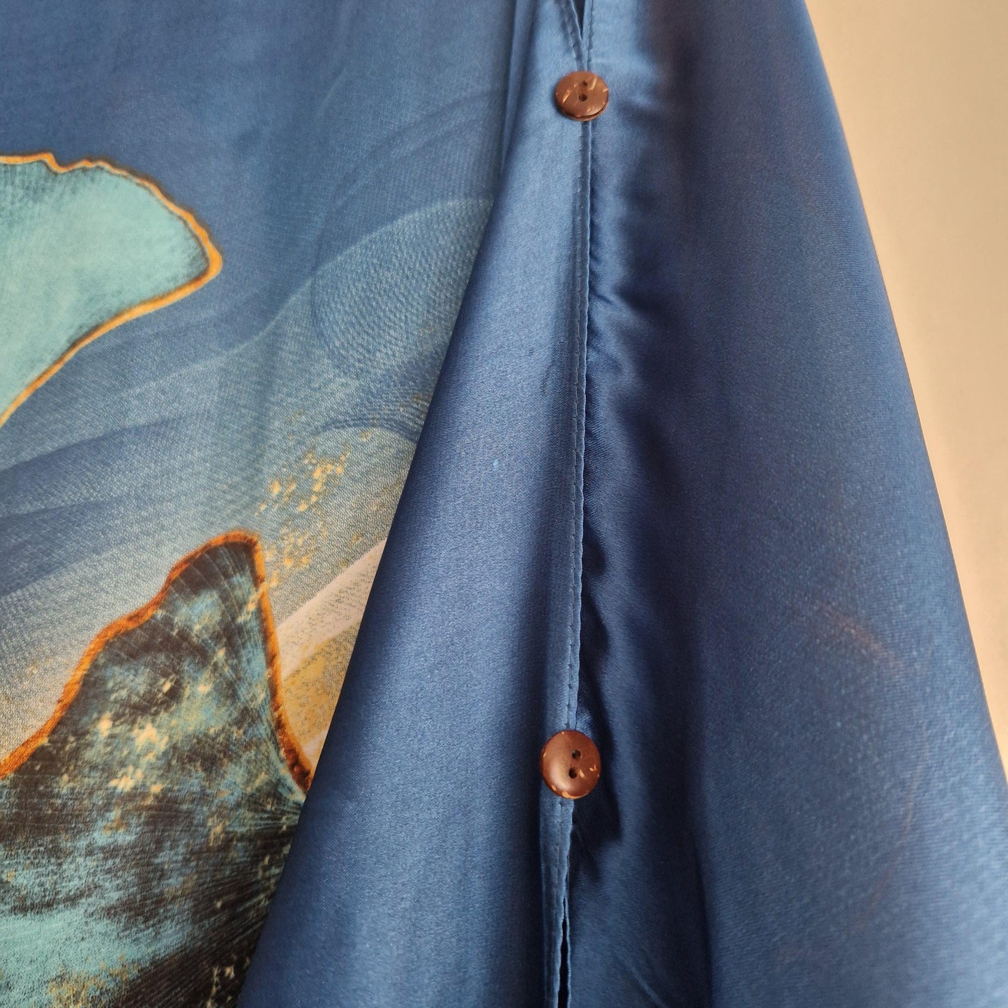 Turquoise Gold Ginko leaves, Kaftan and dress, day to evening wear to, Beach Cover Up, free size