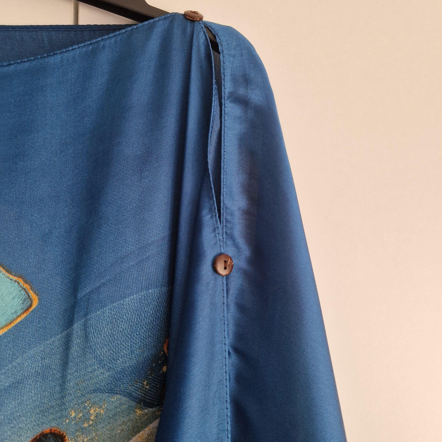Turquoise Gold Ginko leaves, Kaftan and dress, day to evening wear to, Beach Cover Up, free size