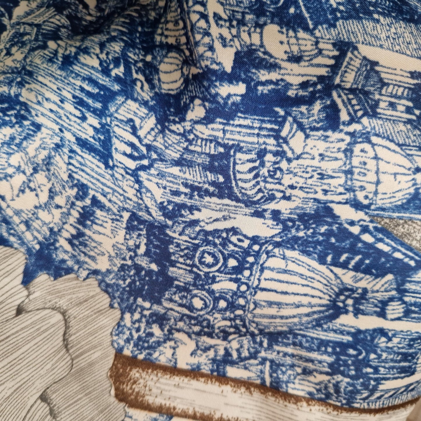 Champagne and French Blue, Navy blue border, Kaftan and dress, day to evening wear to, Beach Cover Up, free size