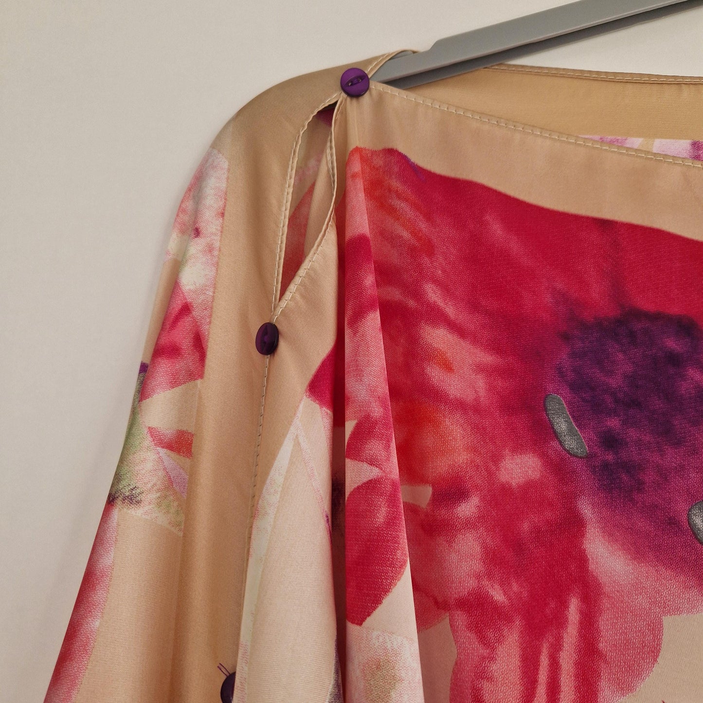 Pink floral on Champagne, Kaftan and dress, day to evening wear to, Beach Cover Up, free size
