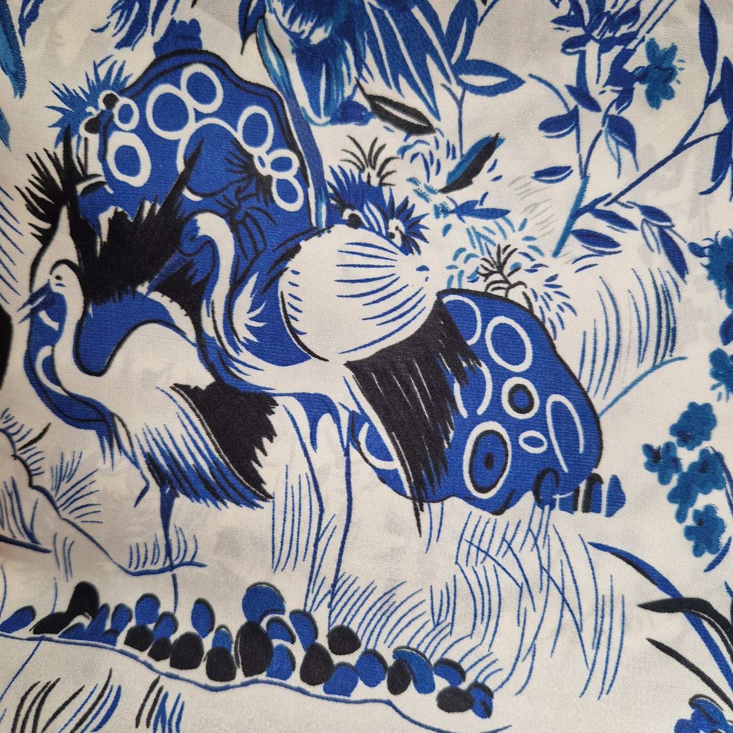 Handmade Boho-style multi-wear kaftan and a blue robe with a golden border, and with botanical, made from a soft cotton-polyester blend