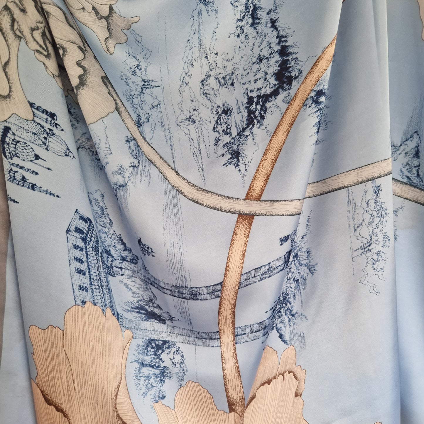 Handmade Boho-style multi-wear kaftan and a
silver border with sky blue coloured robe, with botanical, made from a soft cotton-polyester blend