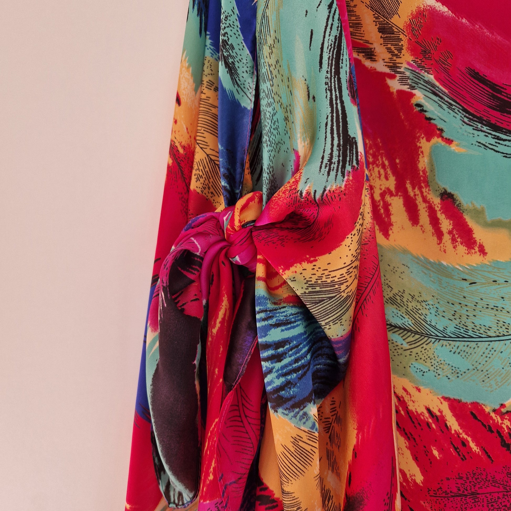Handmade Boho-style multi-wear kaftan and robe  made from a soft cotton-polyester blend  in rainbow colours